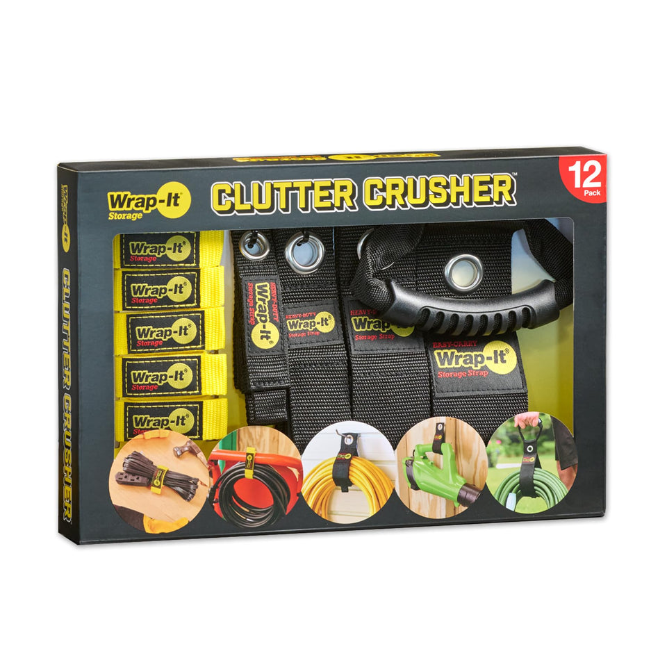 Wrap-It Storage Clutter Crusher Value Pack cover shows organized garage gear.