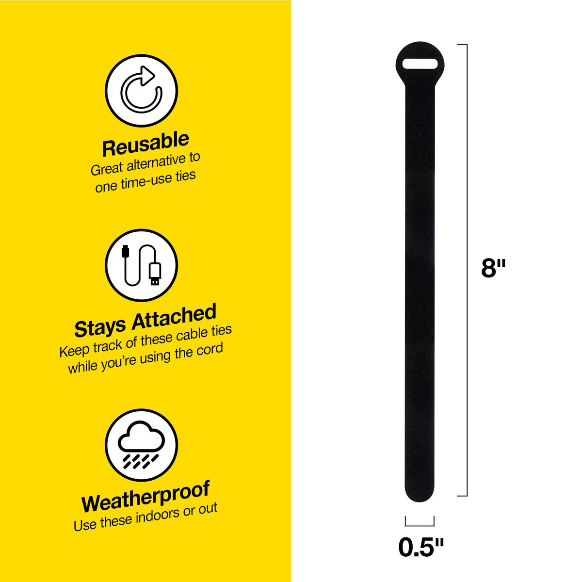 Wrap-It Storage cord management ties in use to secure power cords quickly.