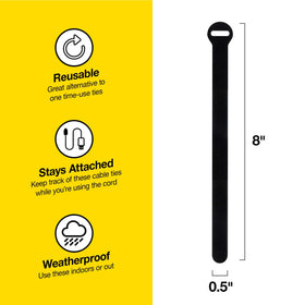 Wrap-It Storage cord management ties in use to secure power cords quickly.