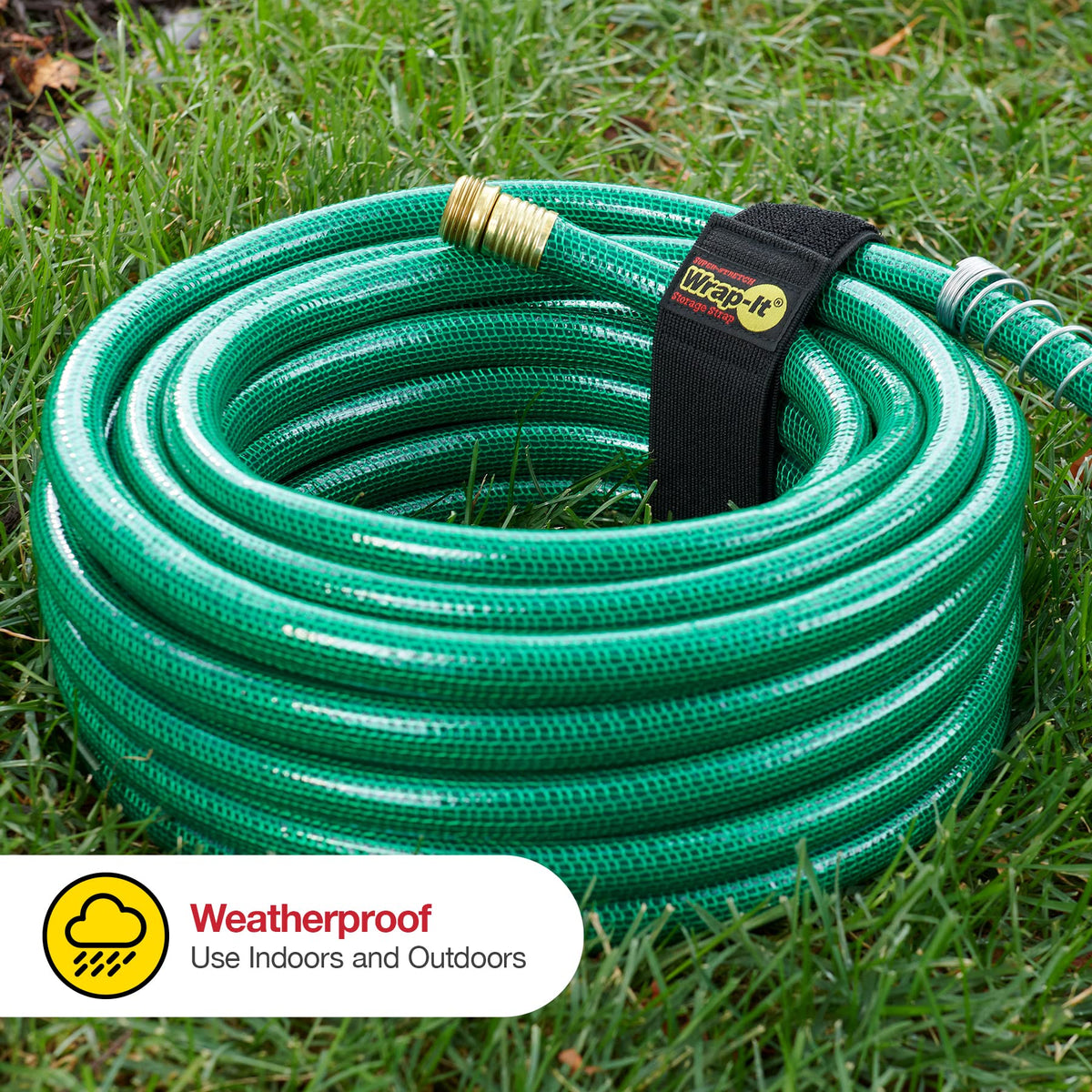 Wrap-It Storage cord organizer strap highlights versatile garage and RV use.