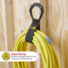 Wrap-It Storage close-up shows durable polypropylene and hook-and-loop closure.