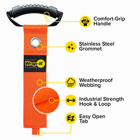 Wrap-It Storage Easy-Carry strap serves as a reliable cord organizer for tools.