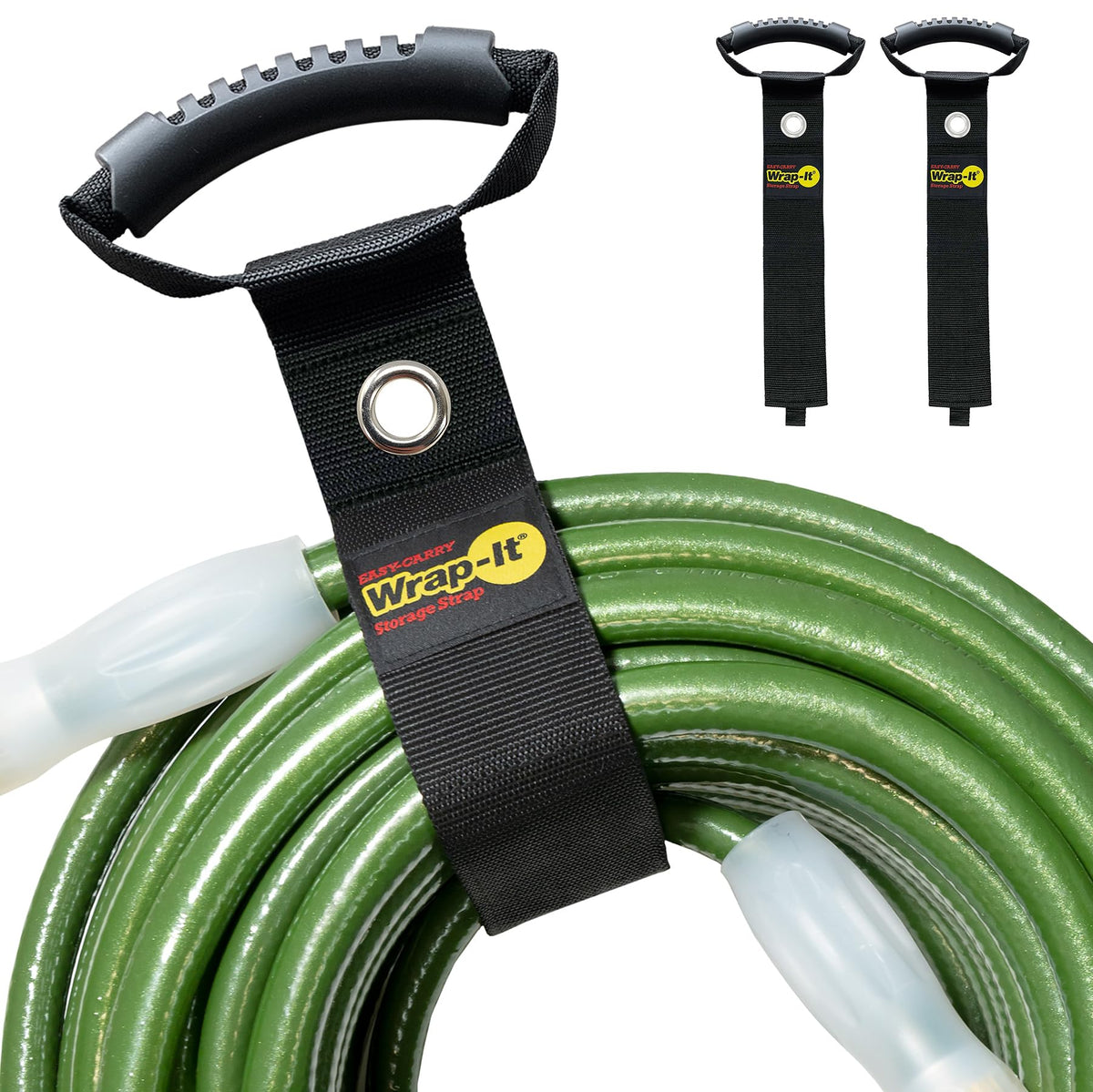Wrap-It Storage Easy-Carry strap 28inch in black with grommet for organized cords
