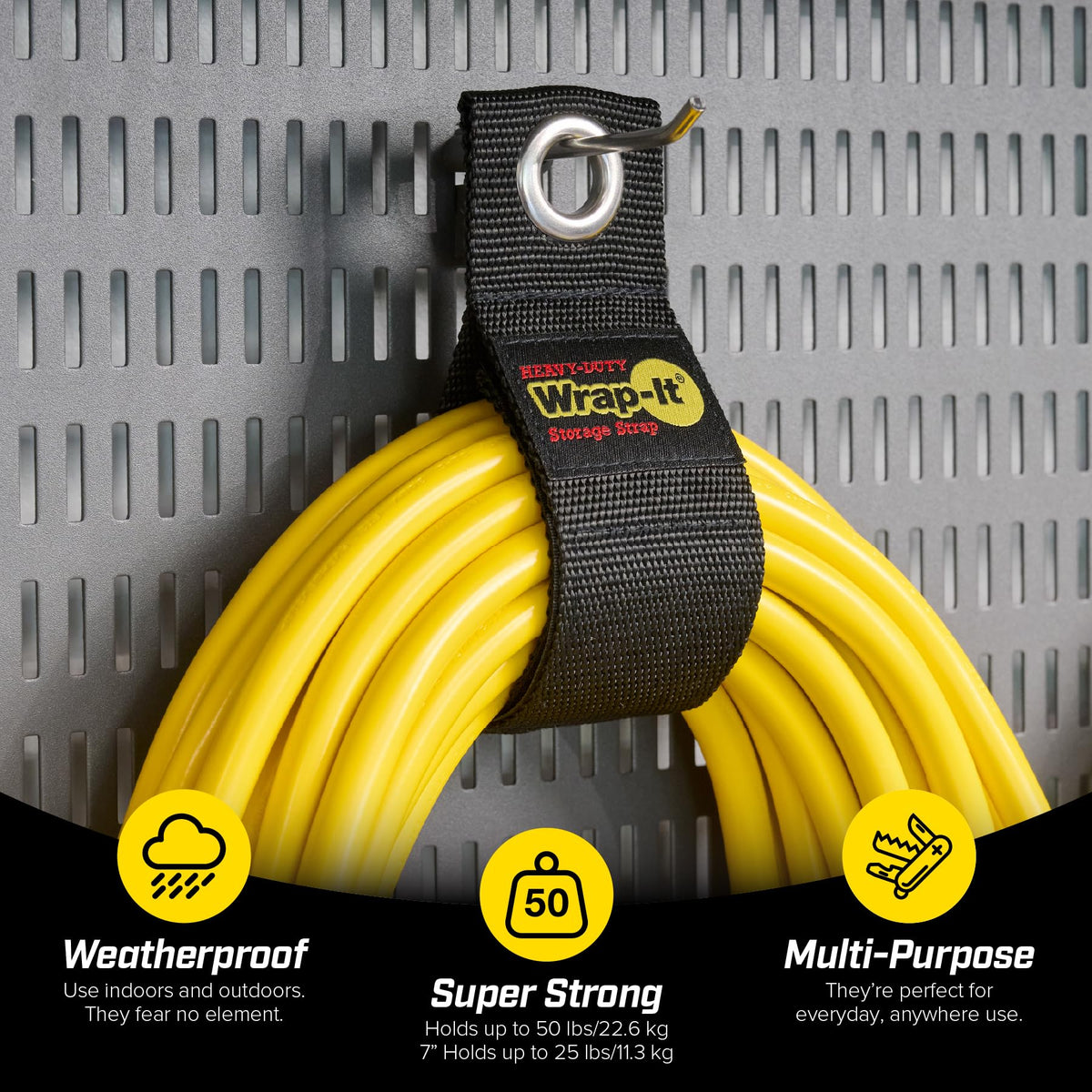 Wrap-It Storage extension cord storage demo with quick wrap and cinch for tidy cables.