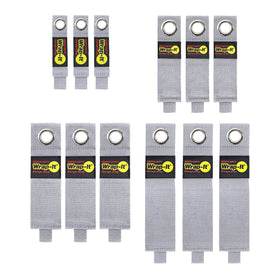 Wrap-It Storage front packaging showing 12-pack and silver straps benefit tidy storage