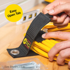 Wrap-It Storage garage-organization setup adds order to tools and cables.