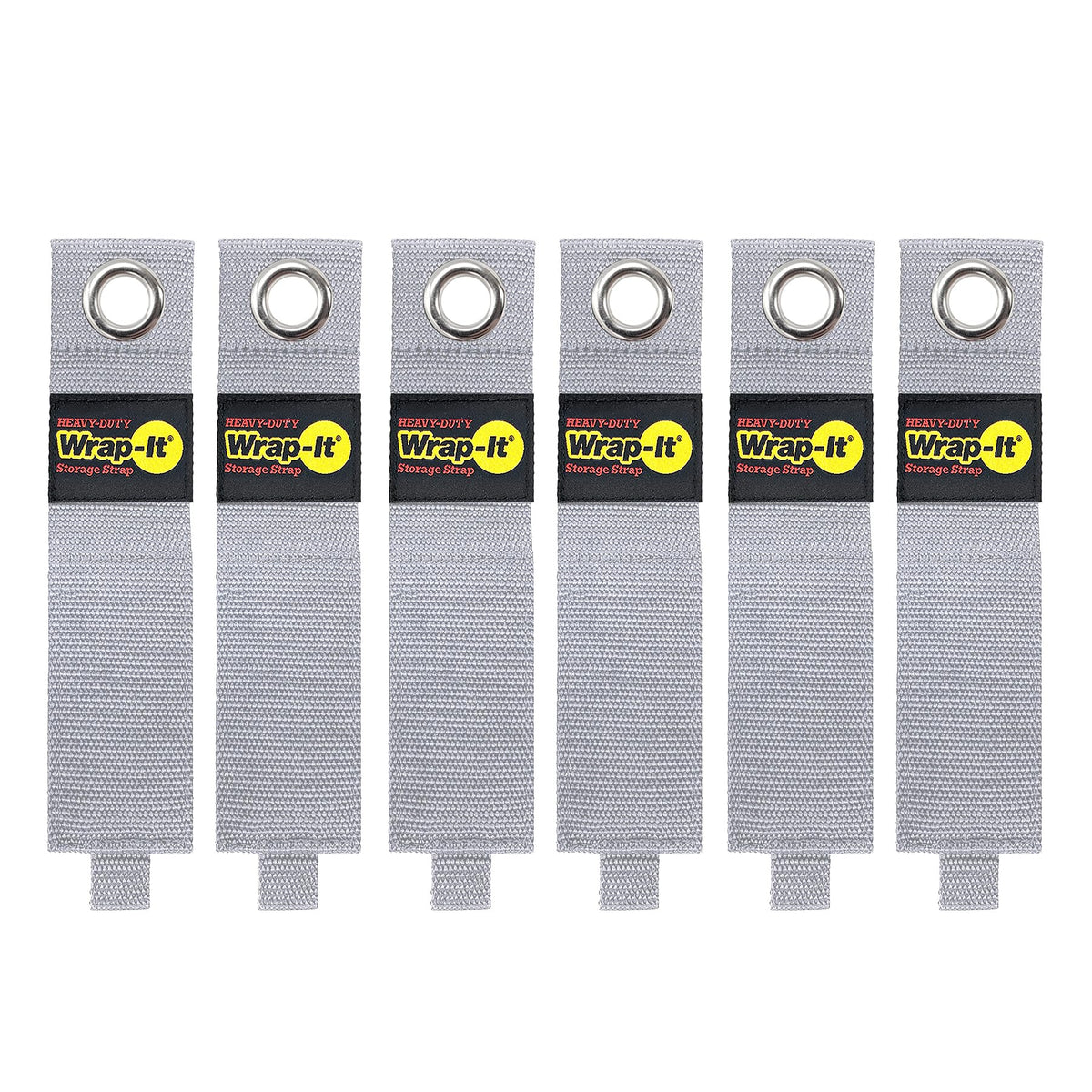 Wrap-It Storage heavy-duty 17-inch straps with metal grommet for durable garage organization.