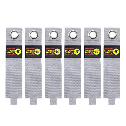 Wrap-It Storage heavy-duty 17-inch straps with metal grommet for durable garage organization.