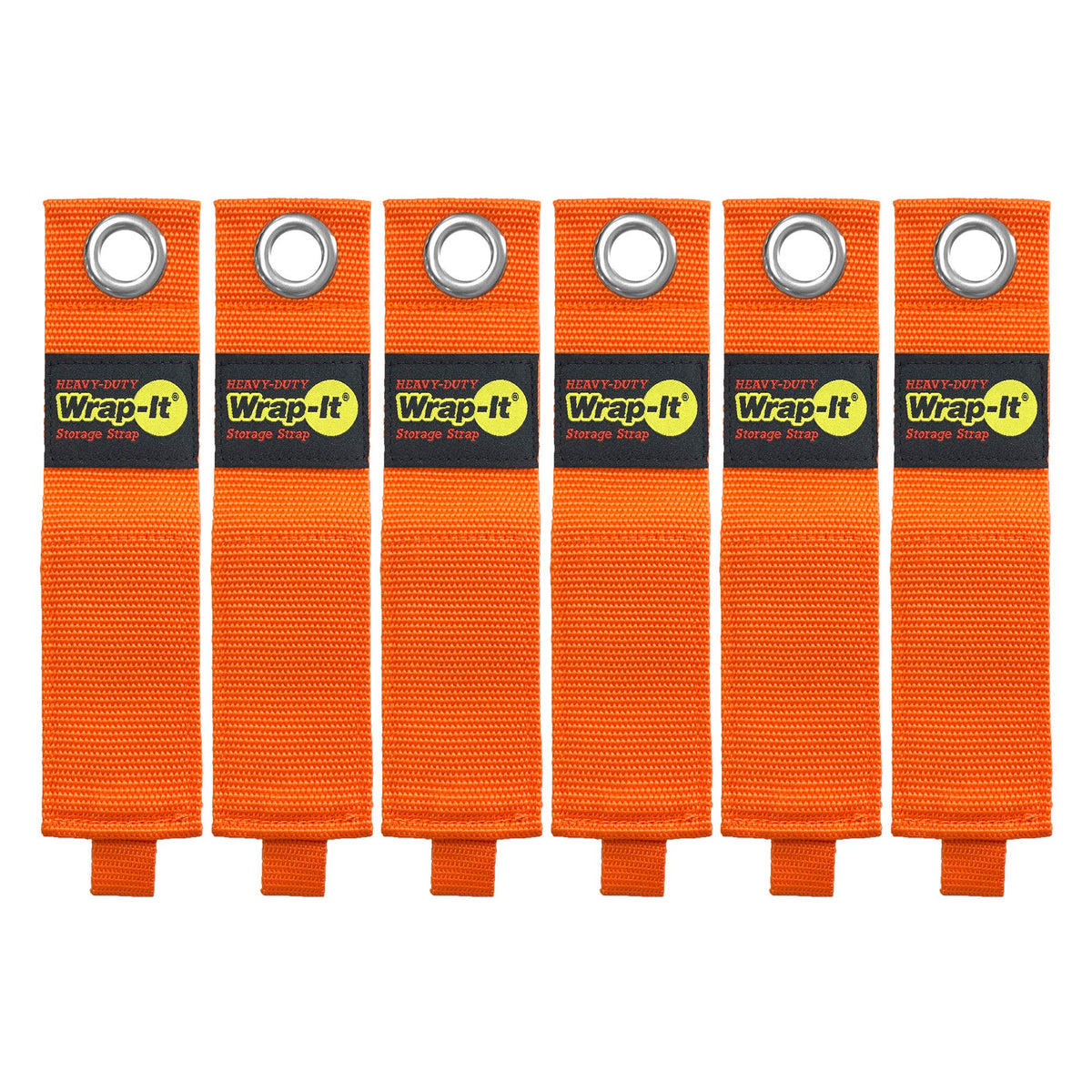 Wrap-It Storage blaze orange heavy-duty strap used as extension cord hanger for cords and hoses.