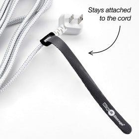 Wrap-It Storage hook-and-loop ties keep cords accessible and reusable.