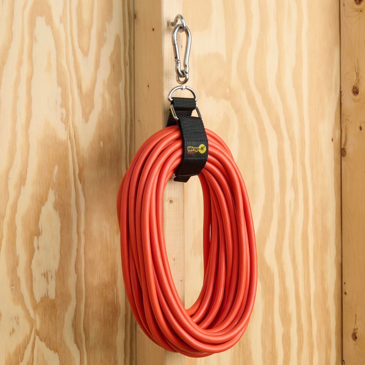 Hook-n-Hang strap organized ladders, freeing wall space in busy workshops