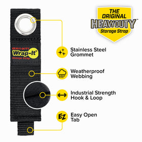 Wrap-It Storage strap secures hoses and cords for clutter-free garage spaces.