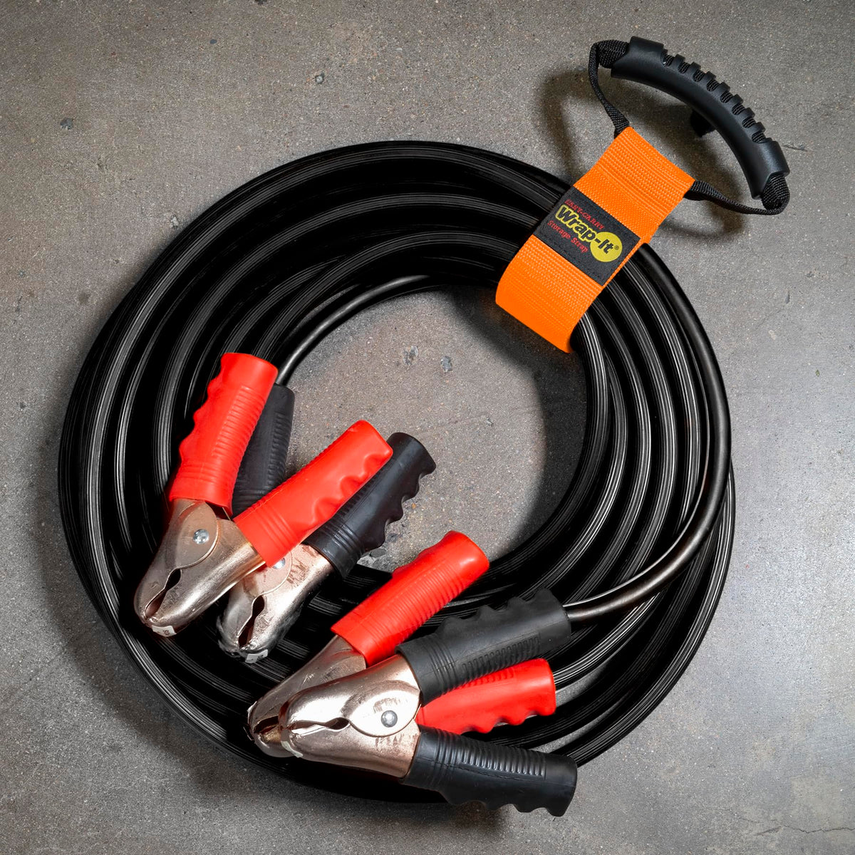 Durable nylon hook-and-loop strap from Wrap-It Storage in 17-inch orange.