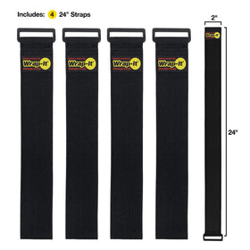 Wrap-It Storage weatherproof strap secures hoses for durable outdoor storage.