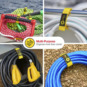 Wrap-It Storage Quick-Straps hold power cords neatly on a boat.