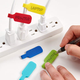 Wrap-It Storage 8-inch color self-gripping ties add visibility to cable bundles.