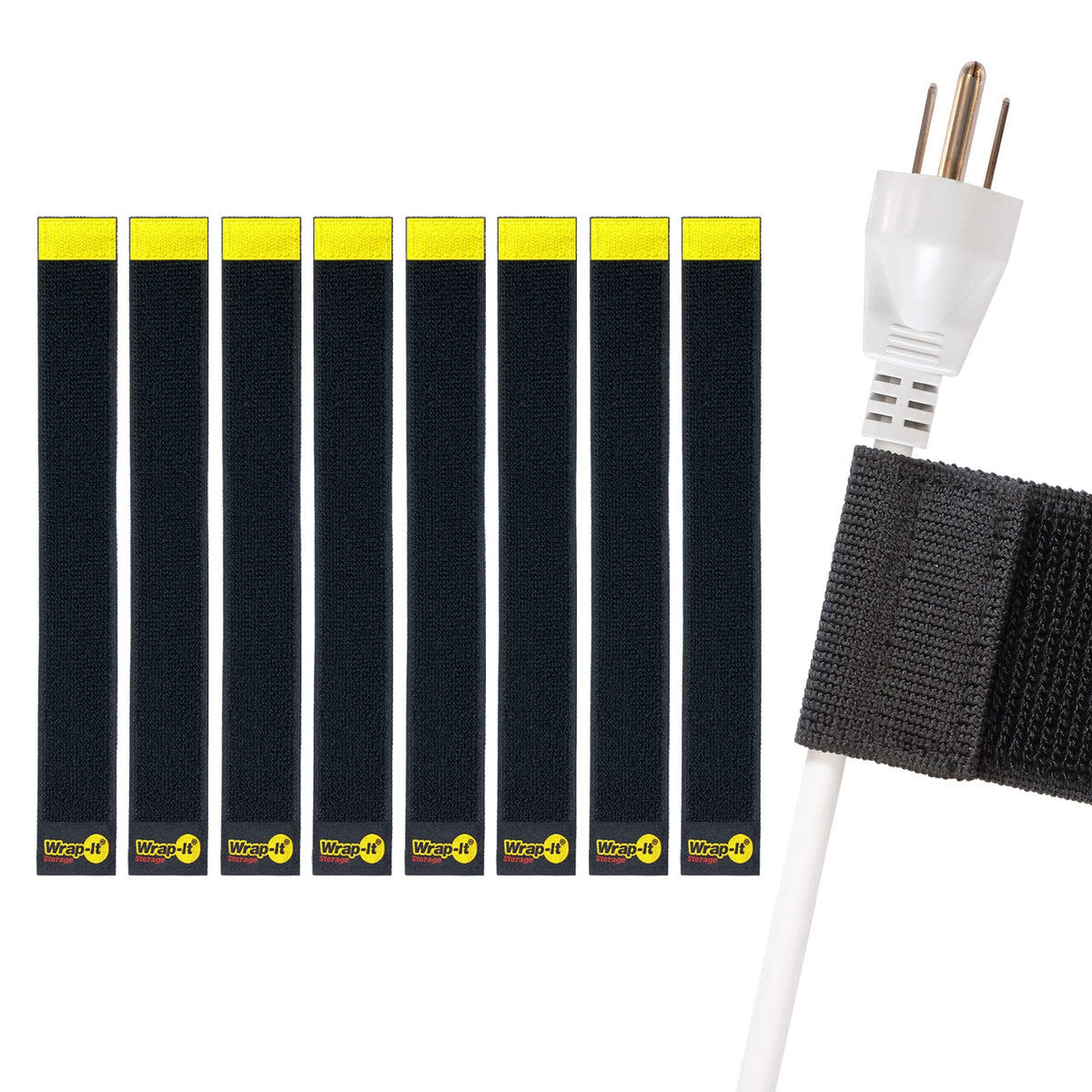 Wrap-It Storage Selfie Straps 12-Inch eight-pack cord wrap keeps cables organized and tidy