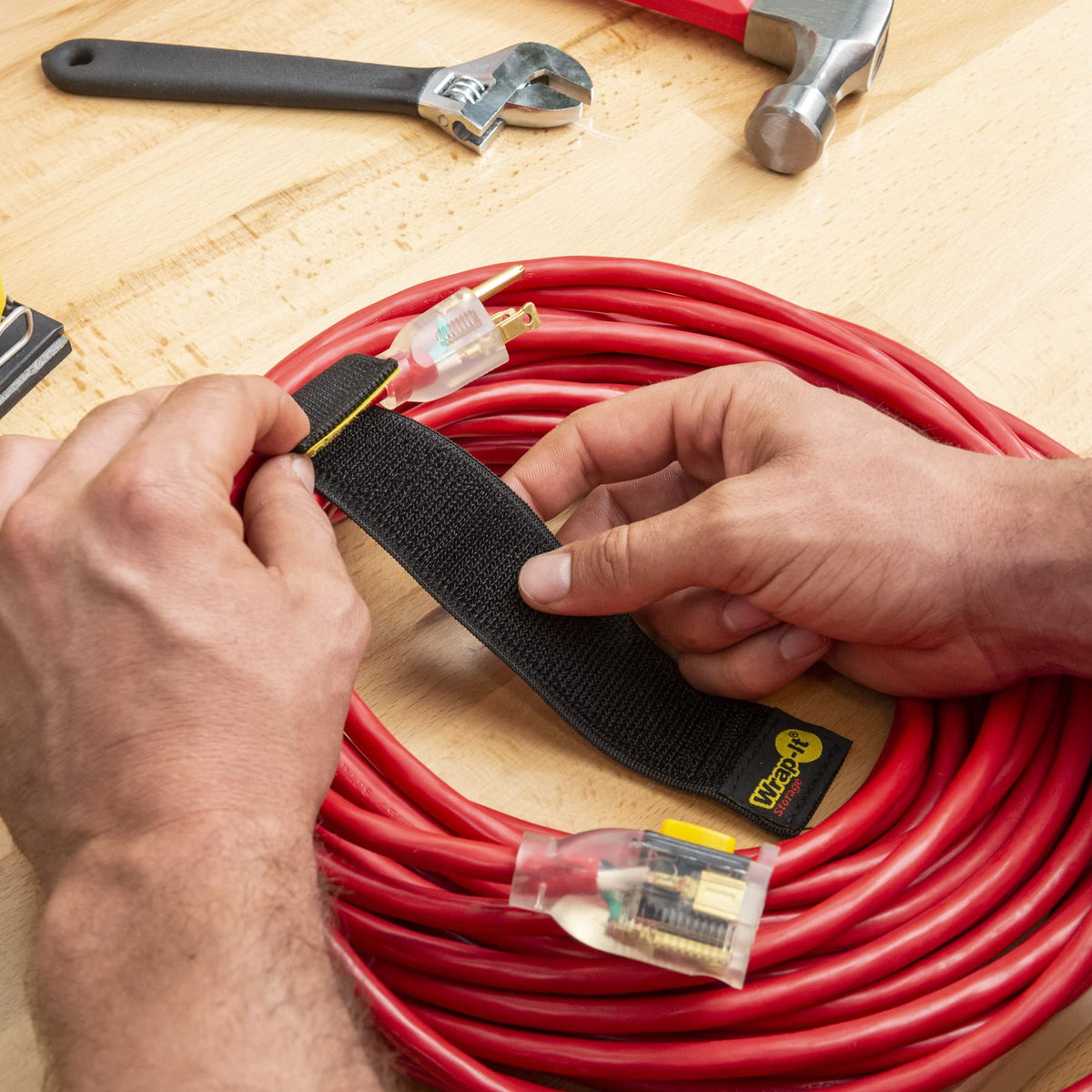 Garage organization using Wrap-It Storage Selfie Straps