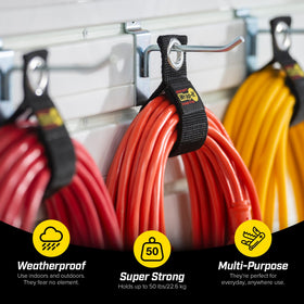 Wrap-It Storage six-pack package on display shows versatile garage and workshop organization.