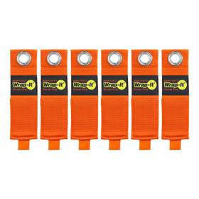 Wrap-It Storage strap 13-inch orange secures cords up to 50 pounds in a tidy garage.