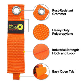 Wrap-It Storage strap garage organization keeps tools and cords within reach.