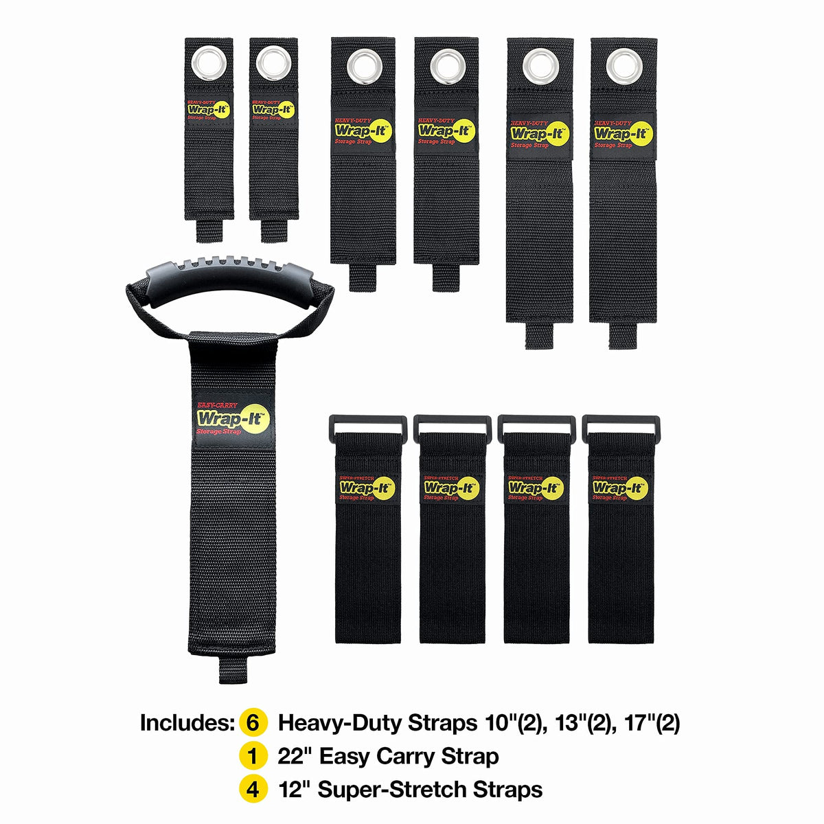 Wrap-It Storage super-stretch strap detail highlighting elastic hook-and-loop grip for odd shapes benefit