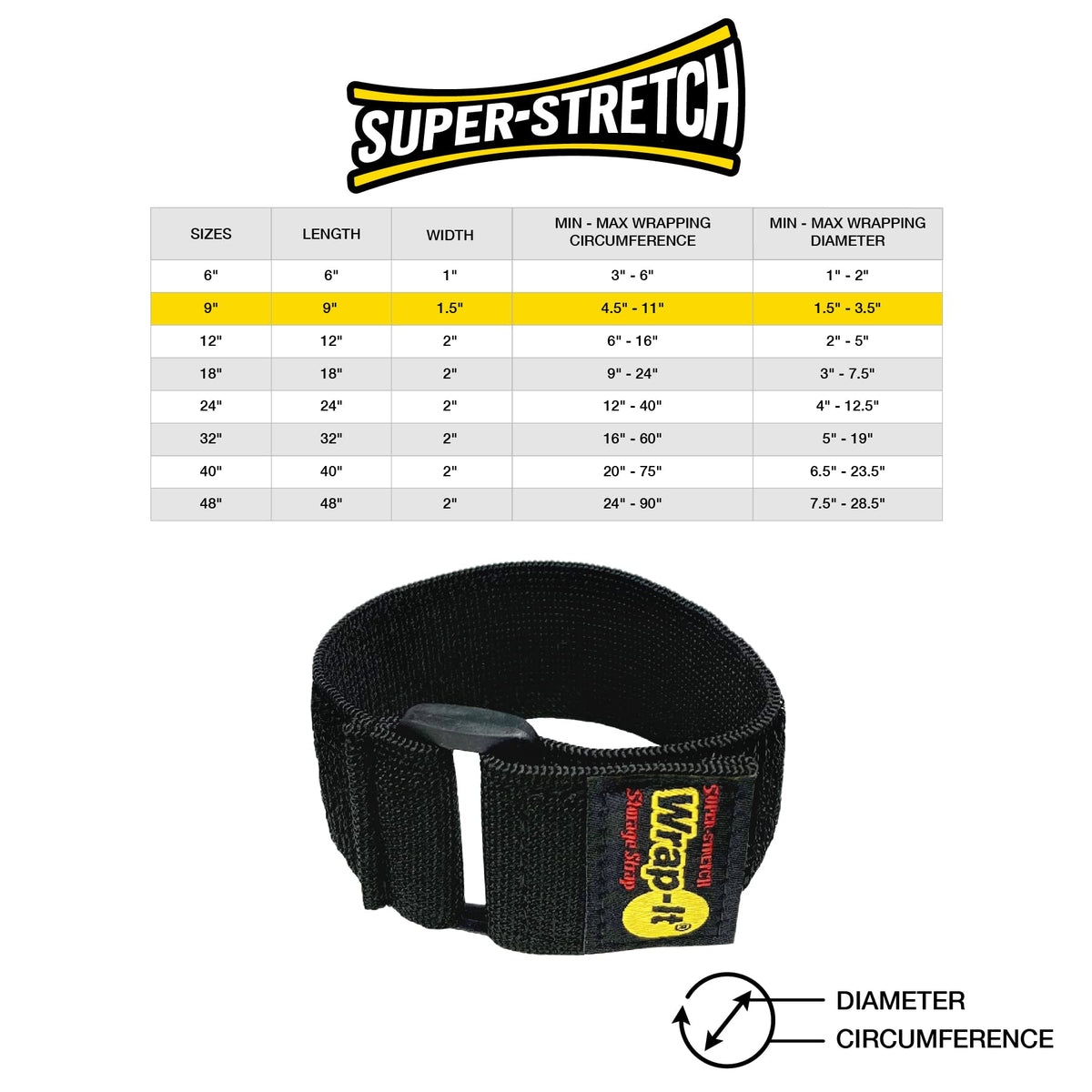 Wrap-It Storage strap wide to 1.5 inches adapts to many items