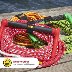 Wrap-It Storage Super-Stretch strap keeping cables neatly stored in the garage