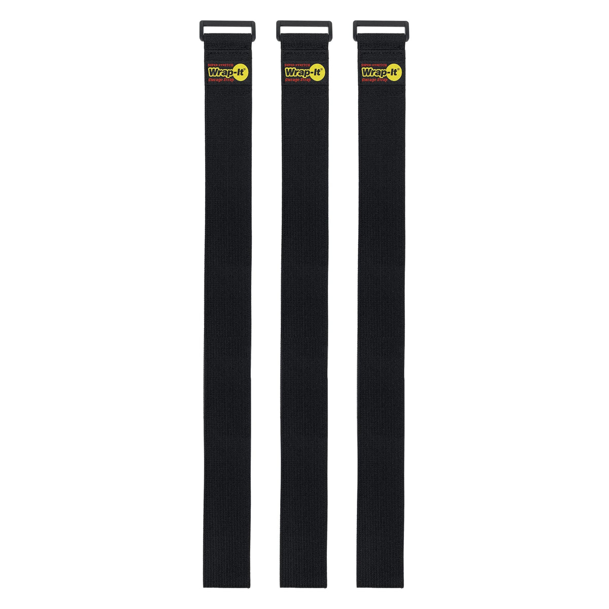 Wrap-It Storage super-stretch strap wrapping cables neatly for clutter-free storage.
