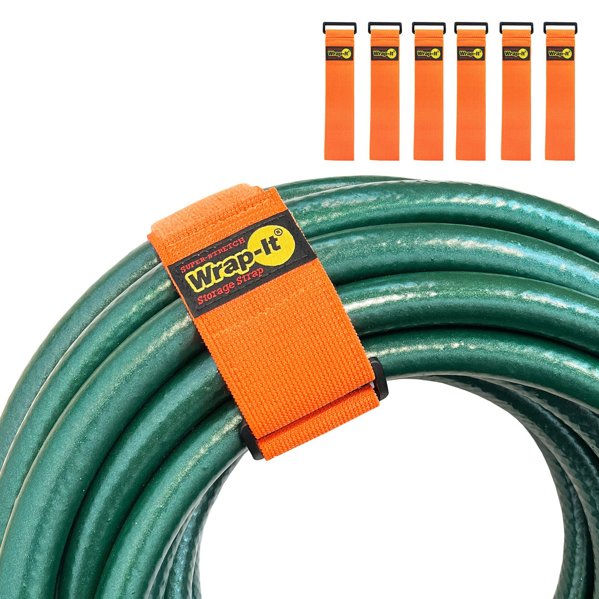 Wrap-It Storage orange 18inch bundle strap secures cords neatly