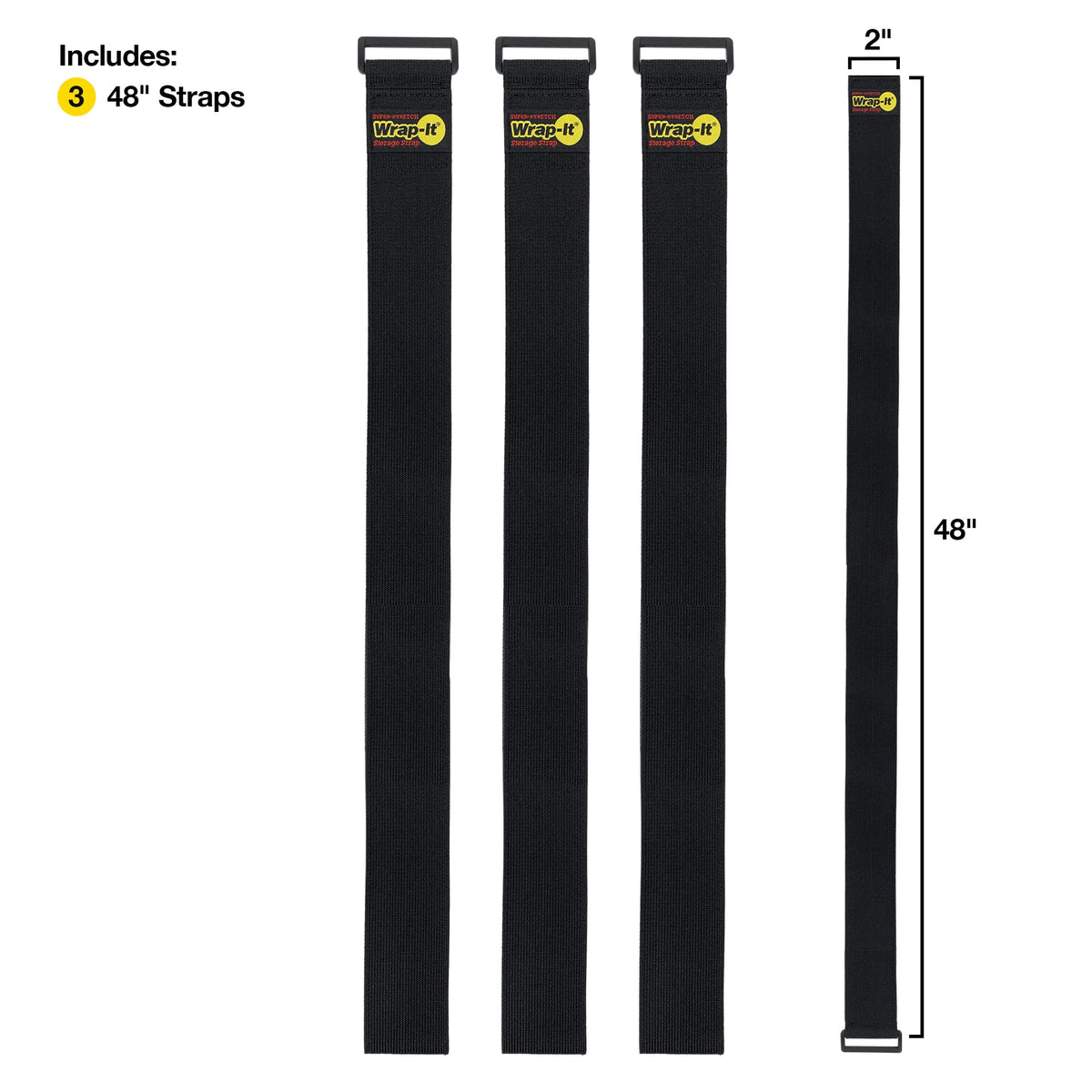 Wrap-It Storage 48-inch cinch strap securing a garden hose outdoors.