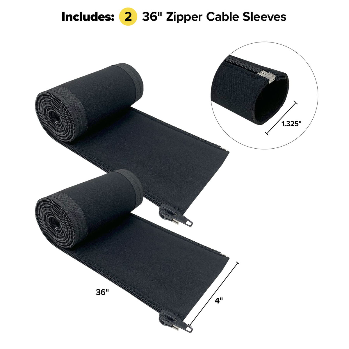 Close-up of the zipper on the Wrap-It Storage sleeve for easy enclosure