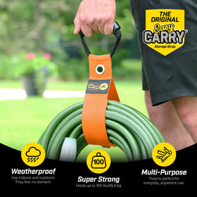 Wrap-It Storage Blaze orange straps aid quick identification and storage in the shed.