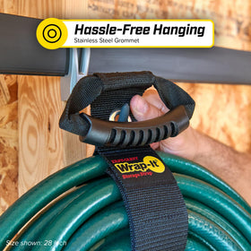 Two-pack Wrap-It straps help hide clutter in sheds.