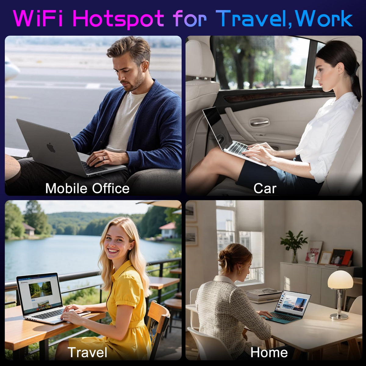 WrtmyR on a travel table with luggage, conveys reliable global connectivity