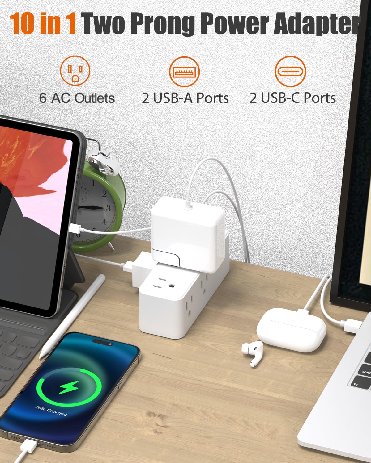 Wrxdmc 10-in-1 charging station powers multiple devices from one outlet.