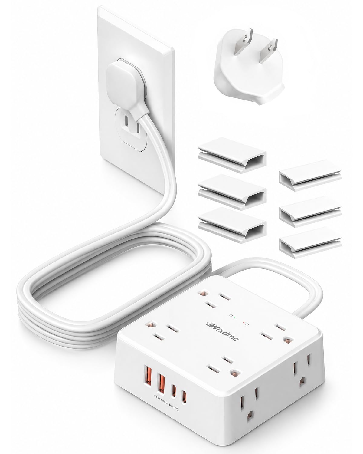 Wrxdmc adapter converting two-prong to three-prong for grounded-style use.