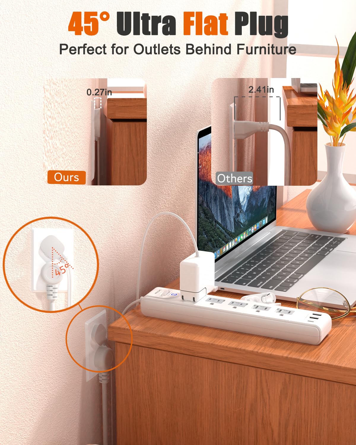 Wrxdmc 5 outlets and 3 USB ports for versatile charging