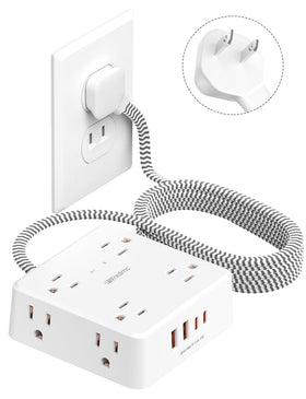 Wrxdmc front view showing 8 AC outlets and 4 USB ports for organized charging