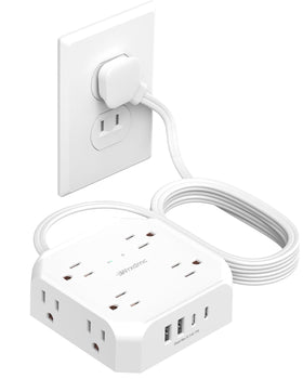 Wrxdmc front view showing 8 outlets and 4 USB ports for organized charging