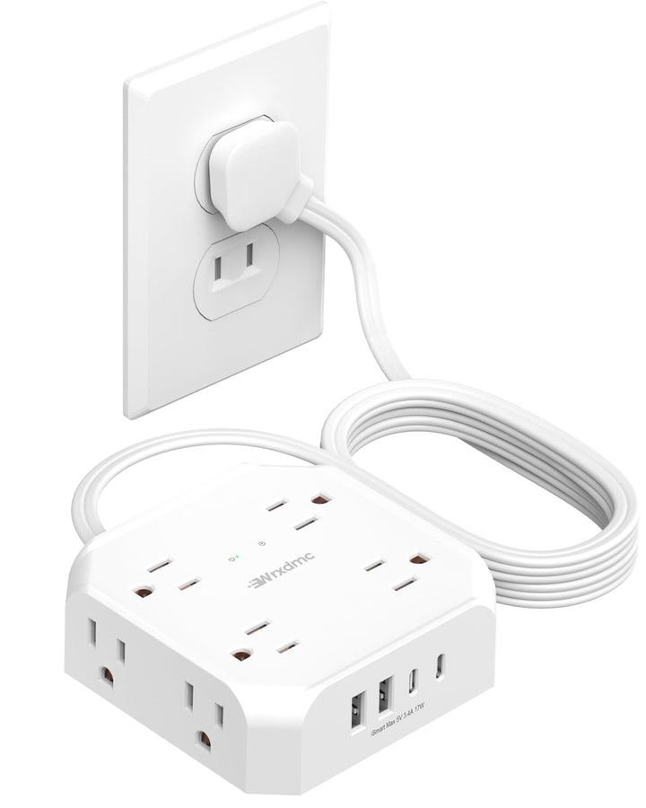 Wrxdmc front view showing 8 outlets and 4 USB ports for organized charging