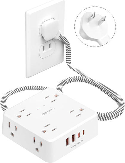 Wrxdmc two-prong to three-prong adapter closeup showing outlet conversion.