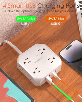 Wrxdmc wall-mountable power strip keeps cords organized and accessible.