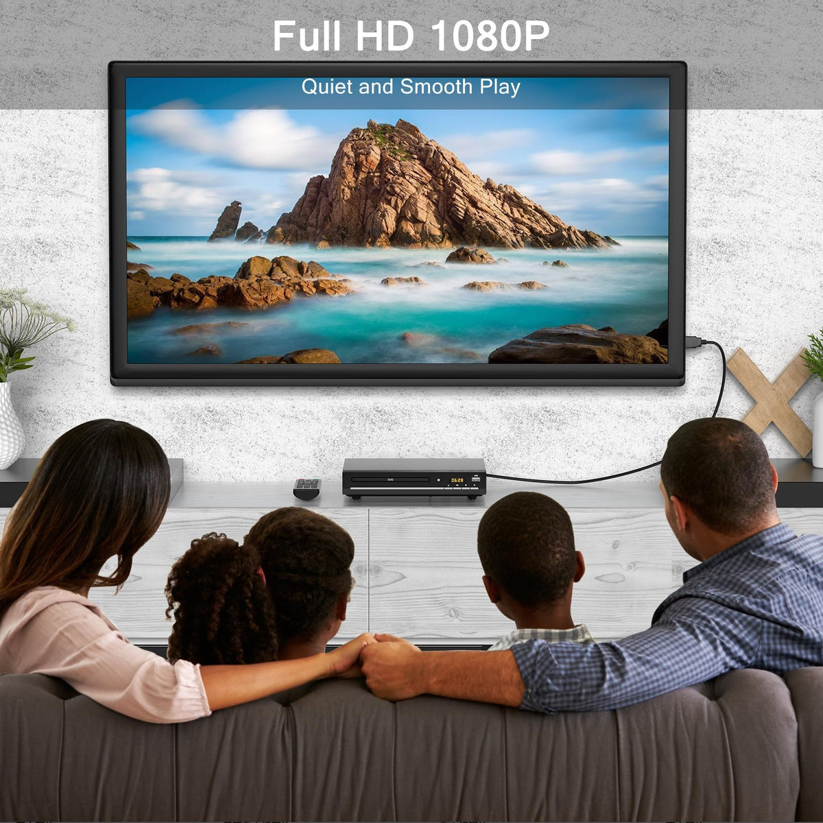 WSJSYH player paired with HDMI cable highlighting crisp 1080P HDMI output