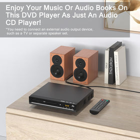 WSJSYH placed next to a book to show compact size for tight media shelves