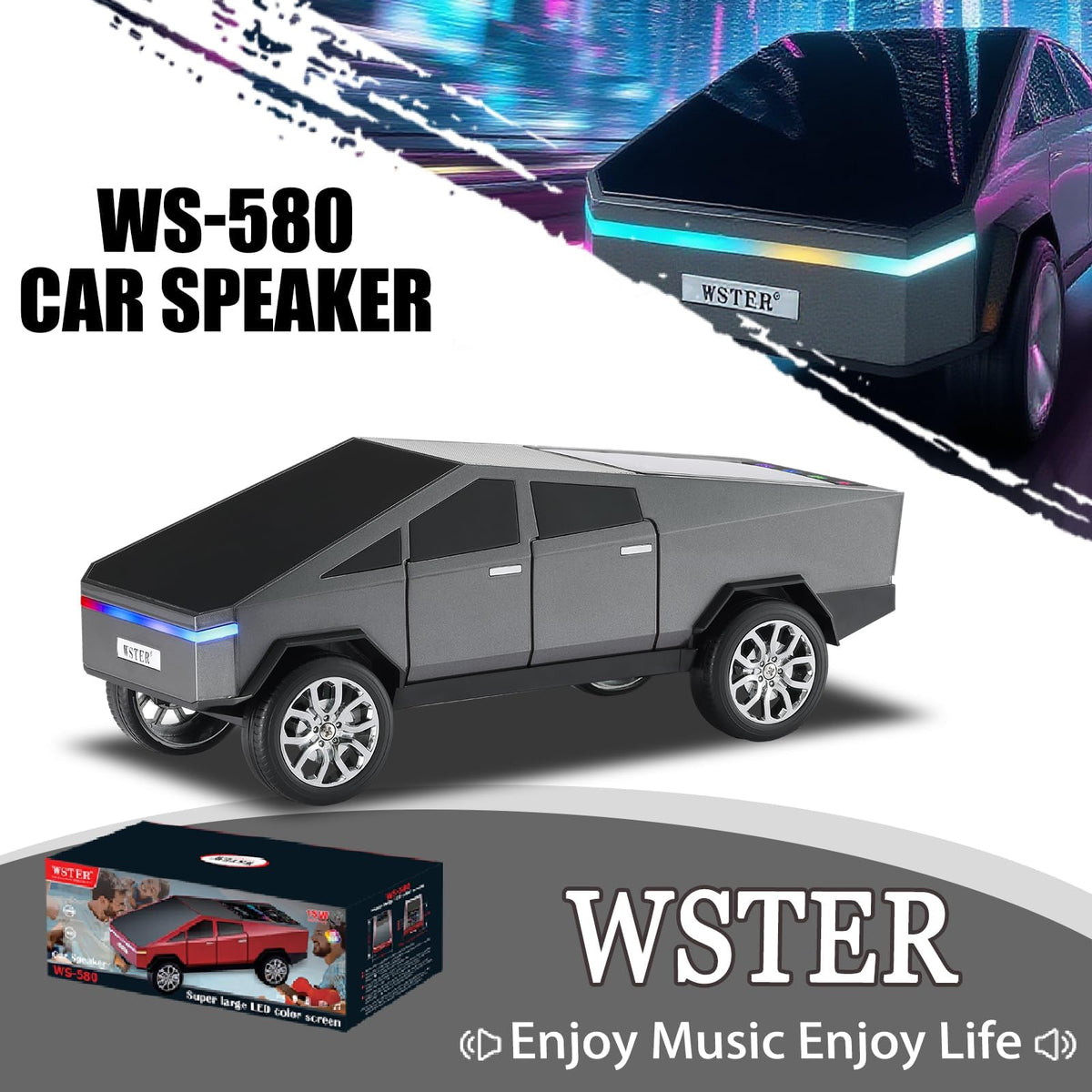 WSTER WS-580 side profile with movable wheels highlighting playful portability