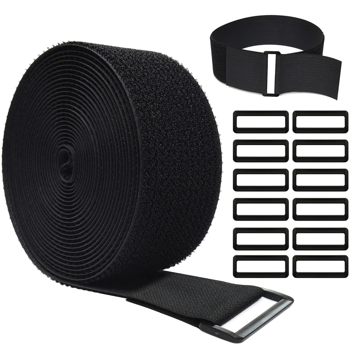 WSZJINB 16ft adjustable cable straps with twelve buckles for versatile cable organization.