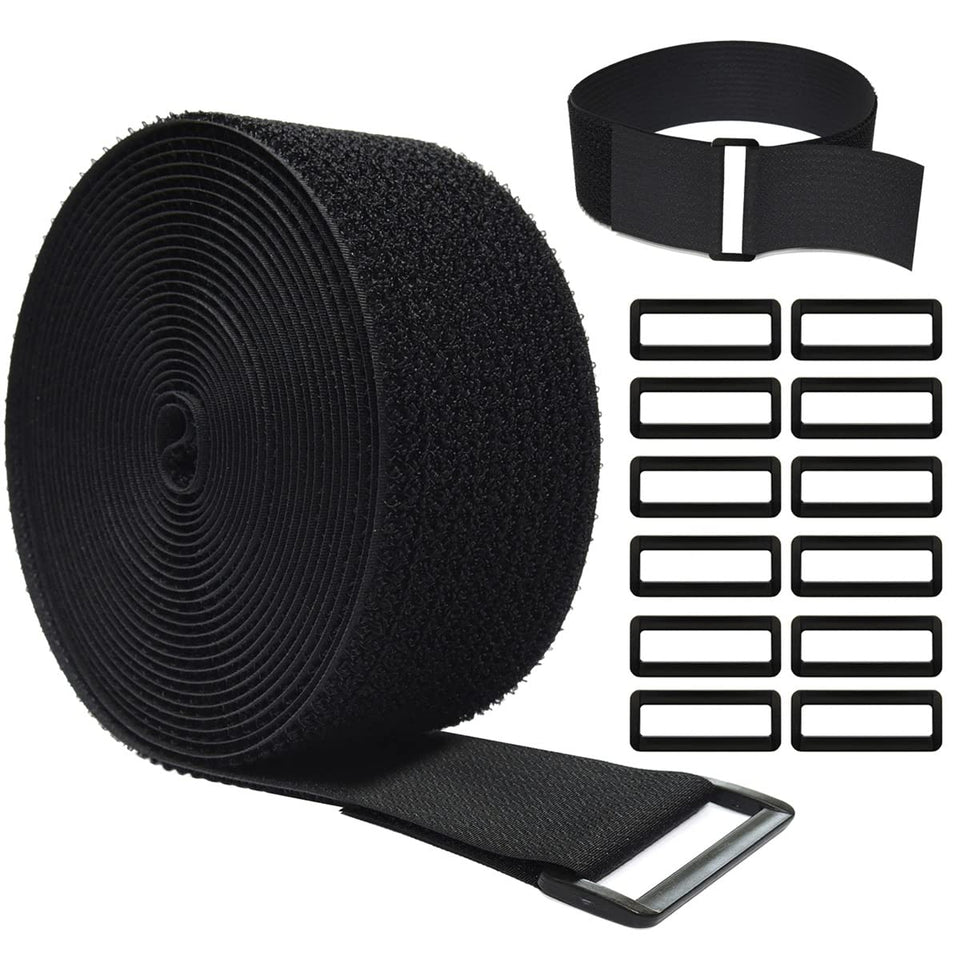 WSZJINB 16ft adjustable cable straps with twelve buckles for versatile cable organization.