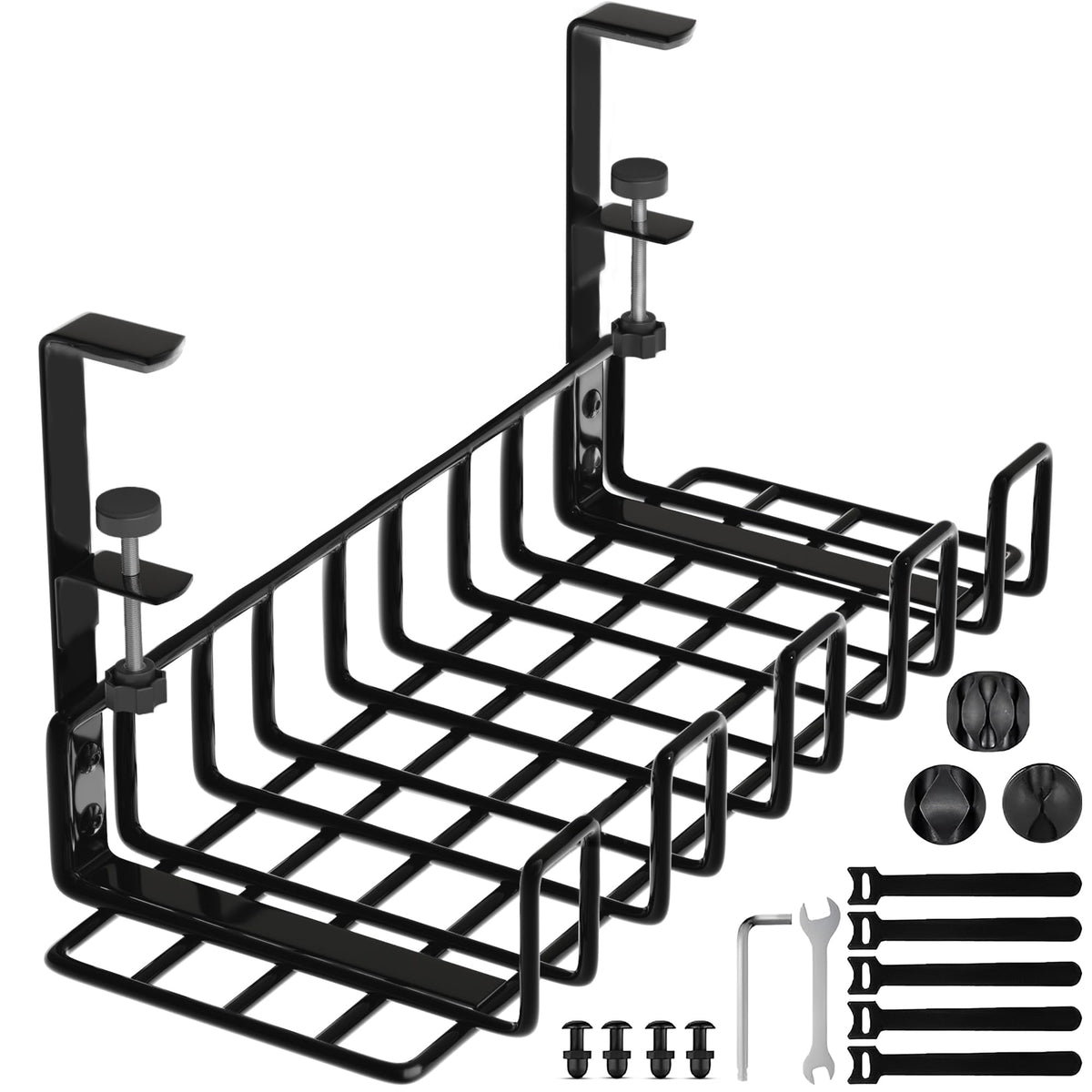 WTADAY under-desk cable tray with 16-inch span keeps cables organized.
