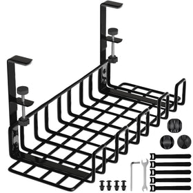 WTADAY under-desk cable tray with 16-inch span keeps cables organized.